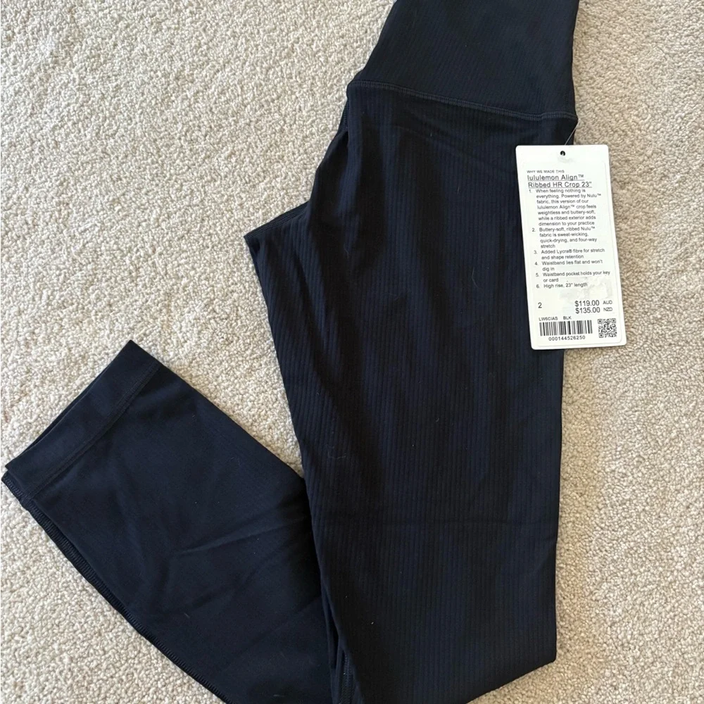 Lululemon Align HR 23” ribbed black size 2 NWT - Picture 3 of 5